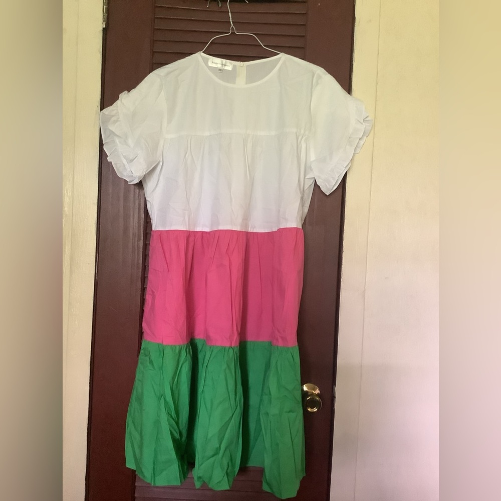 Flutter Sleeve Pink & Green Dress size 3X